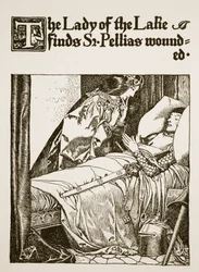 The Lady of the Lake Finds Sir Pellias Wounded, Illustration from 